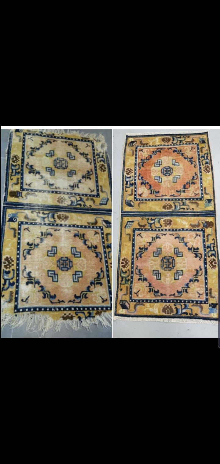 Tapis en cours de restauration à l'atelier